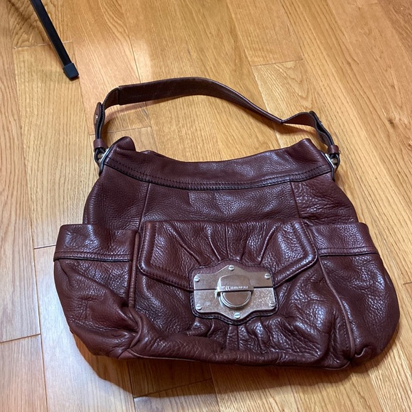 B MAKOWSKY Brown Genuine Leather Hand Bag Shoulder Satchel Bag Purse - Picture 2 of 9